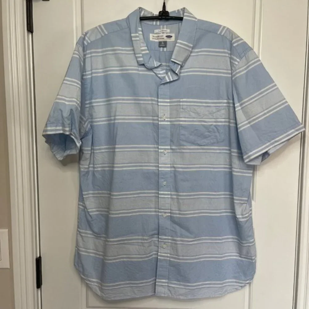 Old Navy Men's 100% Cotton Striped Slim Fit Button Up‎ The Oxford Shirt Size XL